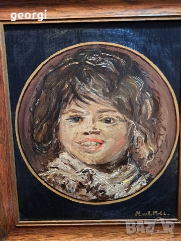 авторска картина "Усмихнато момче" маслени бои върху дървена основа , снимка 5 - Картини - 53035820