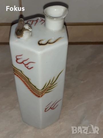 Стара японска свиреща кана за саке ръчно рисувана порцелан, снимка 4 - Антикварни и старинни предмети - 53390689