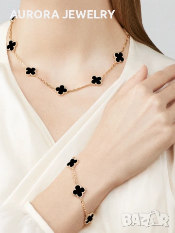 Van Cleef & Arpels VCA 5 Motifs Rose Gold Black Onyx Vintage Alhambra Дамска Гривна, снимка 9 - Гривни - 54062454