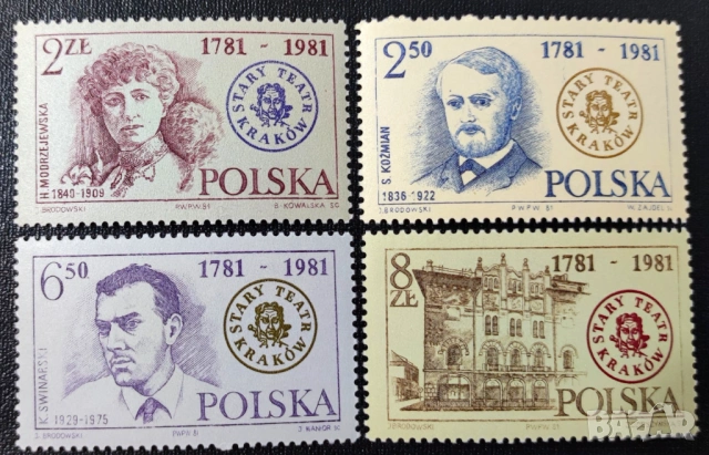 Полша, 1981 г., I лот - марки на теми личности, изкуство, балони, архитектура, лов, животни, тенис, снимка 17 - Филателия - 53306489