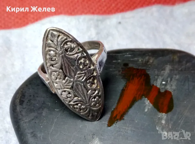 СТАРИНЕН ФЛОРАЛЕН АЖУРЕН СРЕБЪРЕН ПРЪСТЕН СРЕБРО ВИСОКА ПРОБА РЪЧНА МАЙСТРОСКА ИЗРАБОТКА 49304, снимка 4 - Антикварни и старинни предмети - 49957829