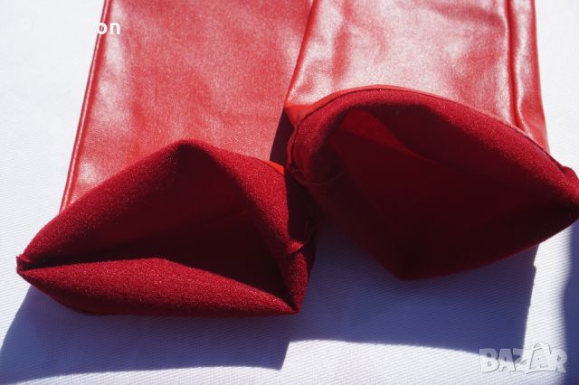 Дълги Червени Ръкавици От Изкуствена Кожа Размер S , снимка 13 - Ръкавици - 45483312