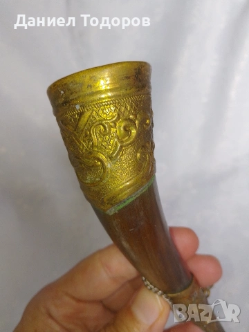 Стар Рог с Бронзов Обков, Чаша  от рог, снимка 7 - Декорация за дома - 49482747
