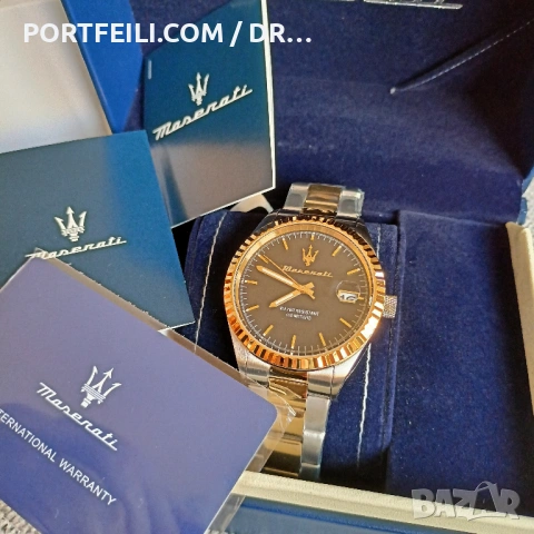 Оригинален лицензиран часовник Maserati от Morellato Italy, корона на винт, 10 АТМ, черен циферблат,, снимка 4 - Мъжки - 54245012