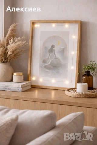 Ръчно изработени картини с лампички – Колекция „12 Луни“, снимка 6 - Картини - 53035553