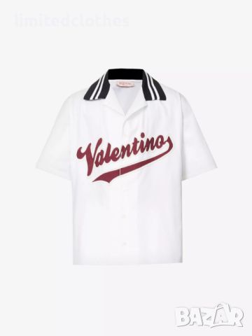 VALENTINO Embroidered Logo Oversized Мъжка Риза с Къс Ръкав size 50 (XL), снимка 2 - Ризи - 46050332