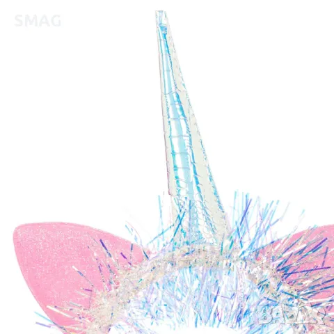 Диадема за коса Еднорог Розови уши S_1196849, снимка 2 - Шноли, диадеми, ленти - 48294330