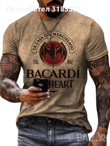 Мъжка тениска с графика на прилеп,3D щампа,кръгло деколте и къси ръкави за лятото