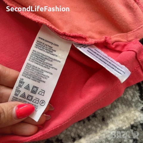 Дамска поло тениска розова с лого Tommy Hilfiger размер XS, снимка 3 - Тениски - 53119000