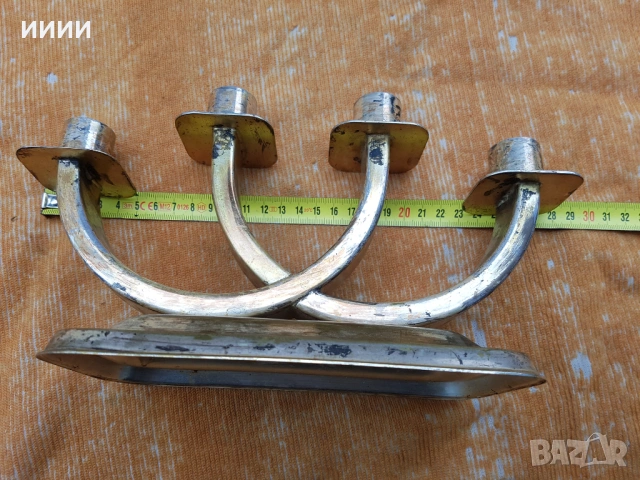 Посребрен свещник , снимка 5 - Антикварни и старинни предмети - 53684238