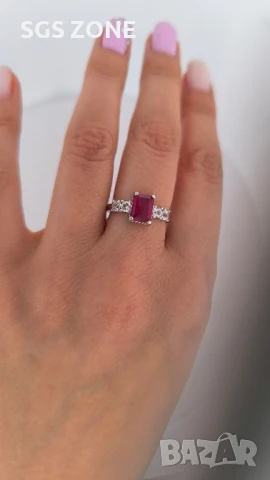СРЕБЪРЕН ПРЪСТЕН С РУБИНИ, има този модел със смарагд и сапфир, снимка 3 - Пръстени - 51091405