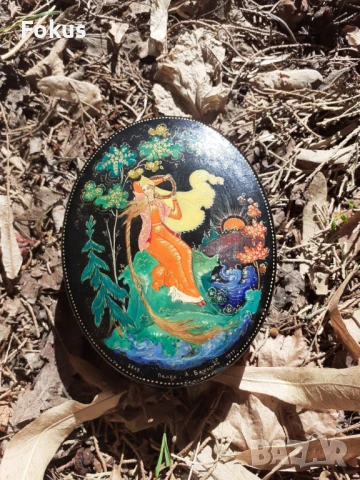Уникална руска лакова кутия рисувана сцена от приказка, снимка 2 - Антикварни и старинни предмети - 51301381