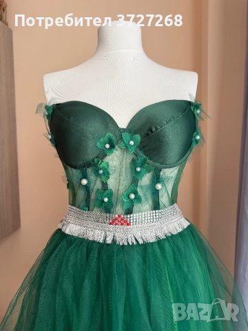 Къса бална рокля в зелено, снимка 3 - Рокли - 52866242