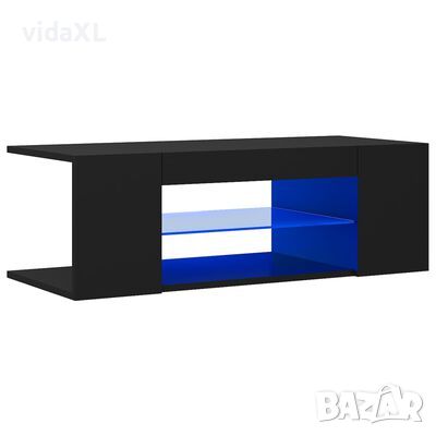 vidaXL ТВ шкаф с LED осветление, черен, 90x39x30 см(SKU:804239, снимка 1 - Шкафове - 46189711