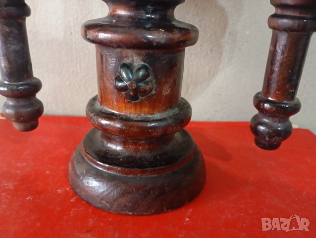 Винтидж дървен свещник, снимка 2 - Други ценни предмети - 54266783