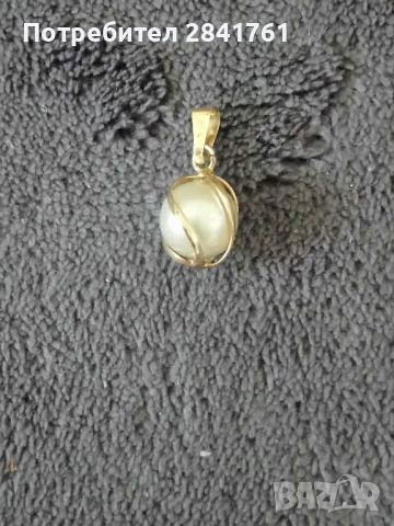 Златна висулка с перла злато 14К проба 585, снимка 2 - Колиета, медальони, синджири - 46317004