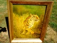 Картина Тигър,масло върху фазер,подпис,рамка. , снимка 7