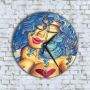Стенен Часовник - Арт Гола Жена Синя Коса, снимка 1 - Стенни часовници - 45824243