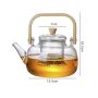 Стъклен чайник от Боросилкатно стълко,Стъклена цедка за чай, С топлоустоичива дръжка,Обем- 1л. , снимка 3