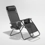 Сгъваем градински шезлонг с възглавница, поставка за напитки и джоб, снимка 8