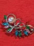 РАЗКОШНА АЖУРНА ЗЛАТИСТА ПЕРЛЕН Тип БРОШКА с ИСКРЯЩИ РАЗНОЦВЕТНИ ЮВЕЛИРНО ФАСЕТИРАНИ ЦИРКОНИ 29588, снимка 8