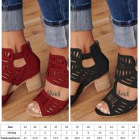 Дамски изрязани сандали на ток, 4цвята , снимка 7 - Сандали - 45196995