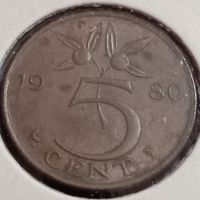 5 цент Холандия 1980, снимка 2 - Нумизматика и бонистика - 45775887