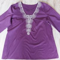 Дамска блуза с бродерия ХЛ-2ХЛ , снимка 1 - Блузи с дълъг ръкав и пуловери - 45439169