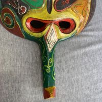 дървена маска рисувана , снимка 3 - Статуетки - 45268260