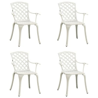 vidaXL Градински столове, 4 бр, лят алуминий, бели（SKU:315575, снимка 1 - Градински мебели, декорация  - 44956750