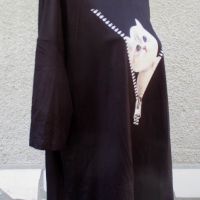 4XL Нова черна блуза с котенце, снимка 3 - Тениски - 45702545