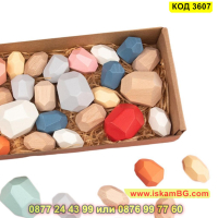 Детска дървена игра с цветни камъчета за баланс и декорация - КОД 3607, снимка 4 - Игри и пъзели - 45055730