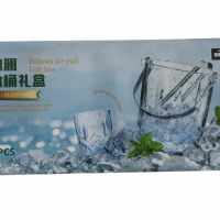 Комплект от деликатно стъкло,6 чаши и купа за лед с удобни щипки, снимка 2 - Чаши - 45450026