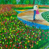 Влюбени в пролетта-оригинална авторска картина , снимка 1 - Картини - 45081645