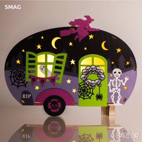 Halloween / Хелоуин дървена декорация, 21x3.5x16 см_1250538, снимка 1