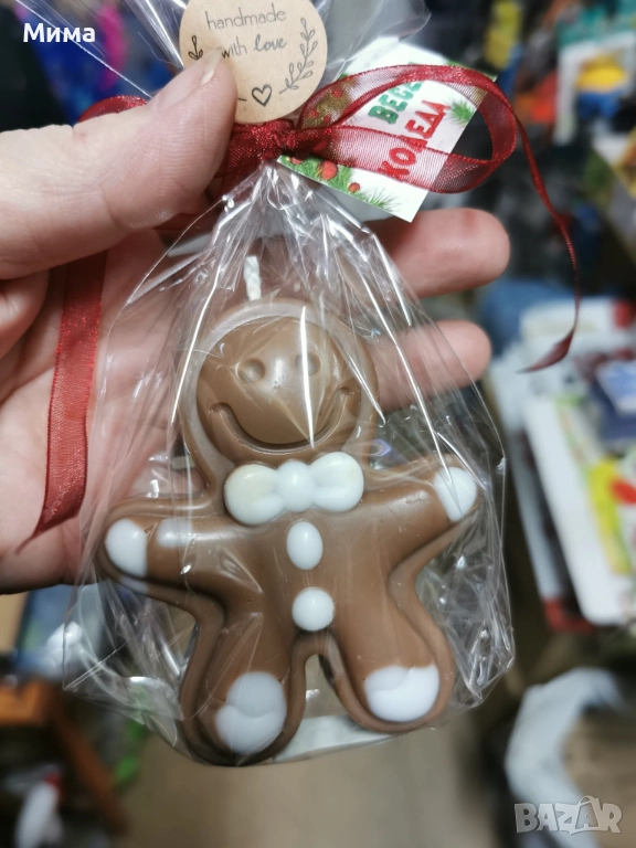 Ароматна коледна свещ - Джинджифилово човече, снимка 1