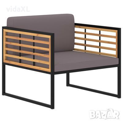 vidaXL Градински столове с възглавници, 2 бр, акация масив, тъмносиви(SKU:46508, снимка 1
