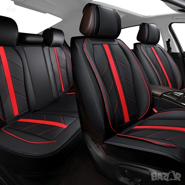 Тапицерия за кола - 5 части /К-Т Черно / Червено, снимка 1