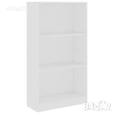 vidaXL 3-етажна библиотека, бяла, 60x24x109 см, инженерно дърво(SKU:800864), снимка 1