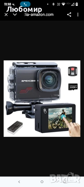 Apexcam M80 Екшън камера с 64GB карта памет 4K 60FPS 48MP WIFI 40M Ultra HD Водоустойчива , снимка 1