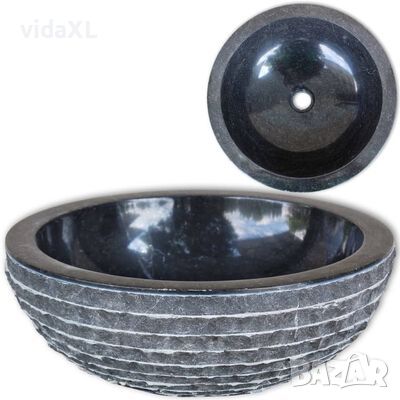 vidaXL Мивка, мрамор, 40 см, черна(SKU:242672, снимка 1