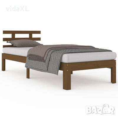 vidaXL Рамка за легло, меденокафява, масивно дърво, 90x200 см(SKU:814742, снимка 1