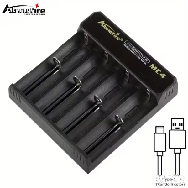 Зарядно устройство за до 4 броя Li-Ion акумулаторни батерии 10440, 14500, 16650, 18500, 26650, 18650, снимка 1