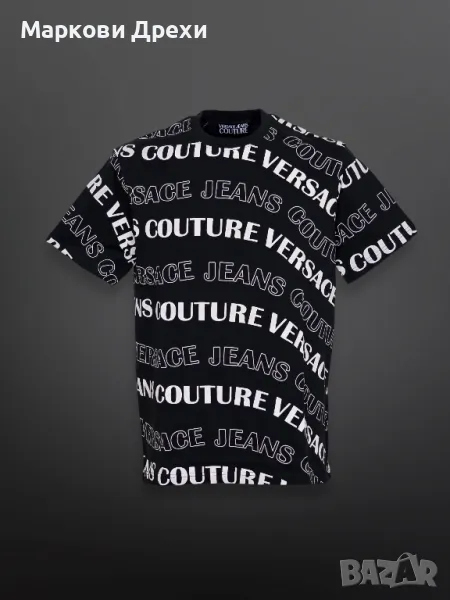  Versace Jeans Couture черна тениска с all over бял принт, снимка 1