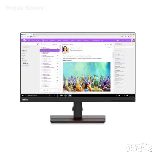 Монитор Lenovo - ThinkVision T24i-2L, 23.8", FHD, IPS, черен, снимка 1