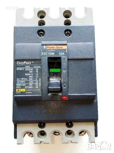 Трифазен автоматичен прекъсвач 60А Merlin Gerin, снимка 1