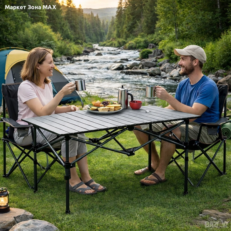 Сгъваема алуминиева маса за къмпинг, риболов и уютни моменти на открито, снимка 1