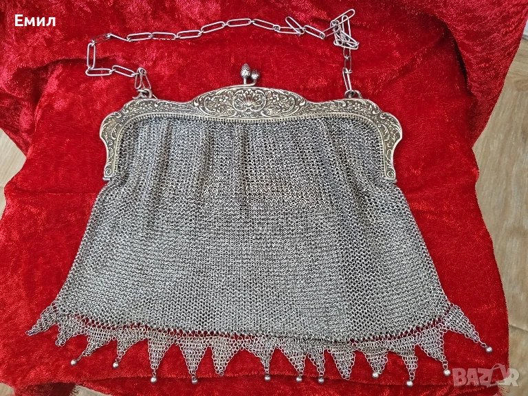 Антикварна сребърна дамска чанта, снимка 1