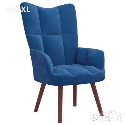 vidaXL Релакс стол, син, кадифе（SKU:328061）, снимка 1