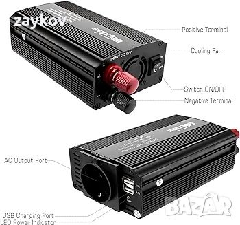 Bapdas 500W автомобилен инвертор DC 12V към 220-240V AC, 2 USB порта 4.2A, снимка 1